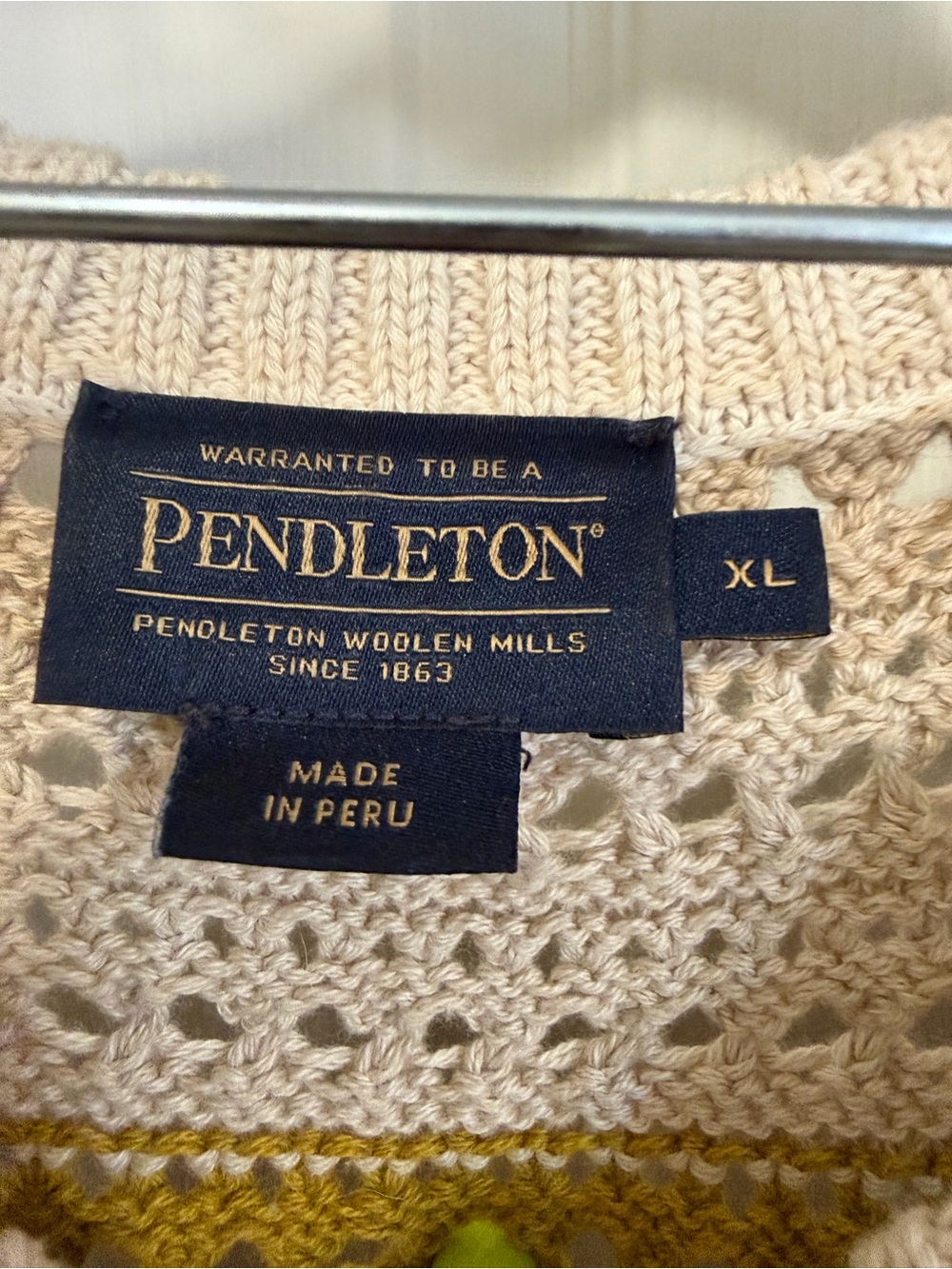 Pendleton Crocheted Stripe Tank Top - Cream, Blue, Pink, Olive - Picture 2 of 3
